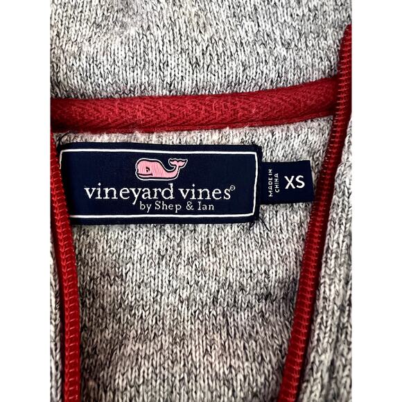 Vineyard Vines Fair Isle Lobster Gray Red 3/4" Zip Up Pullover Sweater Size XS - Picture 6 of 9